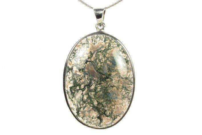 Polished Colorful Moss Agate Pendant - Sterling Silver #279597